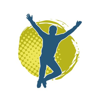 Hareket halindeki bir erkek dansçının silueti. Dans eden zayıf bir adamın silueti..