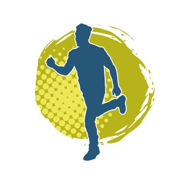 Koşu pozisyonundaki bir adamın silüeti. Siluet erkek koşusu pozu.