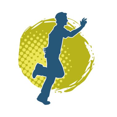 Hareket halindeki bir erkek dansçının silueti. Dans eden zayıf bir adamın silueti..