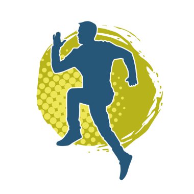 Koşu pozisyonundaki bir adamın silüeti. Siluet erkek koşusu pozu.