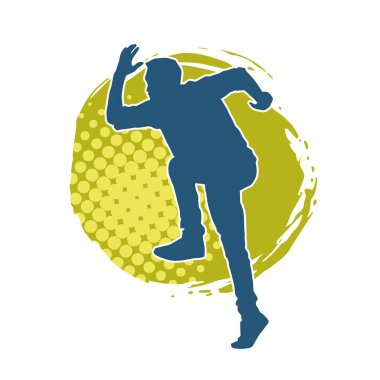 Hareket halindeki bir erkek dansçının silueti. Dans eden zayıf bir adamın silueti..