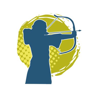 Dişi okçu bir dövüşçünün silueti ok ve yayla pozisyonunu alıyor..