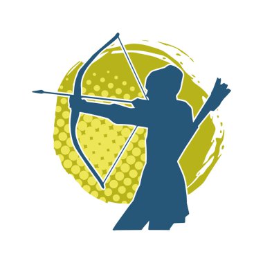 Dişi okçu bir dövüşçünün silueti ok ve yayla pozisyonunu alıyor..