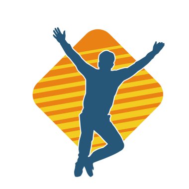 Hareket halindeki bir erkek dansçının silueti. Dans eden zayıf bir adamın silueti..