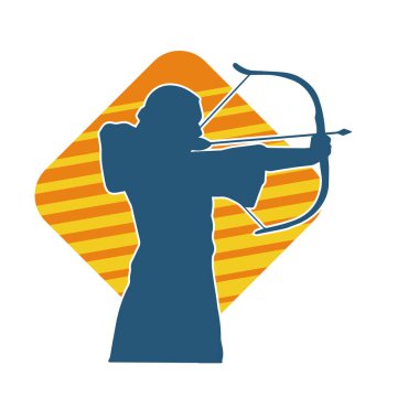 Dişi okçu bir dövüşçünün silueti ok ve yayla pozisyonunu alıyor..