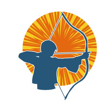 Dişi okçu bir dövüşçünün silueti ok ve yayla pozisyonunu alıyor..