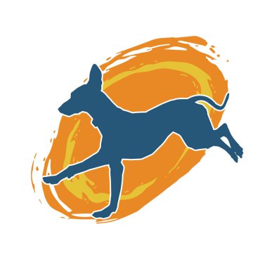 Aktif bir köpek hayvan silueti. 