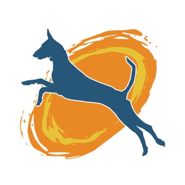 Aktif bir köpek hayvan silueti. 