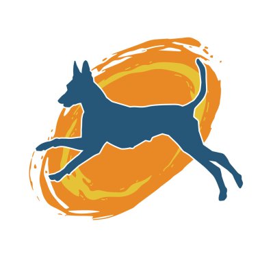 Aktif bir köpek hayvan silueti. 