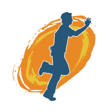 Hareket halindeki bir erkek dansçının silueti. Dans eden zayıf bir adamın silueti..