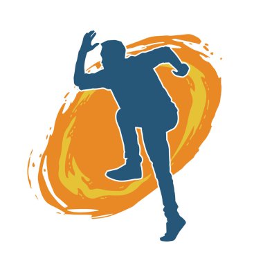 Koşu pozisyonundaki bir adamın silüeti. Siluet erkek koşusu pozu.