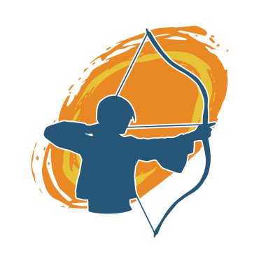 Dişi okçu bir dövüşçünün silueti ok ve yayla pozisyonunu alıyor..