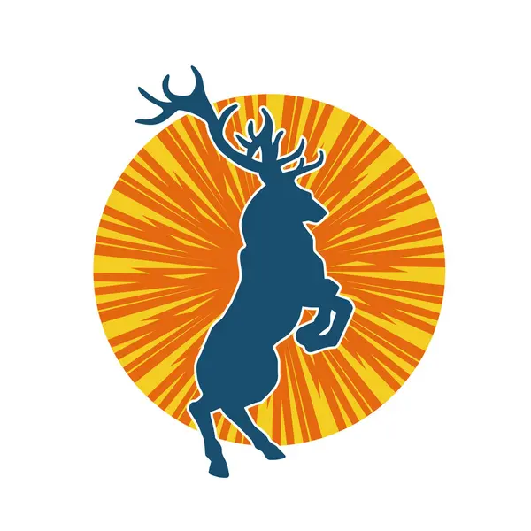 Geyik silueti boynuzlu vahşi orman hayvanı..