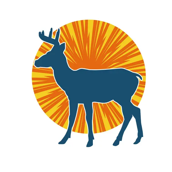 Geyik silueti boynuzlu vahşi orman hayvanı..