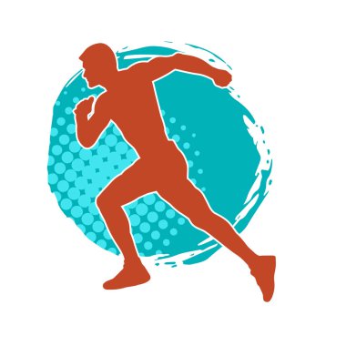 Koşu pozisyonundaki bir adamın silüeti. Siluet erkek koşusu pozu.