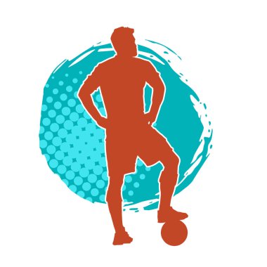 Sabit pozisyondaki bir erkek futbolcunun silueti. Hareket halindeki bir futbolcunun silueti.