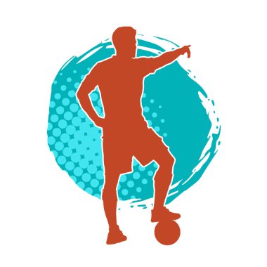 Sabit pozisyondaki bir erkek futbolcunun silueti. Hareket halindeki bir futbolcunun silueti.