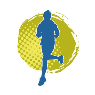 Koşan bir kadının silueti. Dişi bir koşunun silueti.