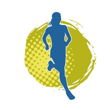 Koşan bir kadının silueti. Dişi bir koşunun silueti.