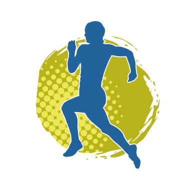 Koşan bir kadının silueti. Dişi bir koşunun silueti.