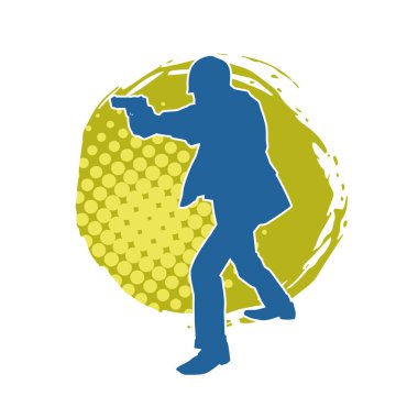 Bir dedektif ya da güvenlik görevlisinin silueti tabanca taşıyor..