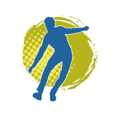 Hareket halindeki bir erkek dansçının silueti. Dans eden zayıf bir adamın silueti..