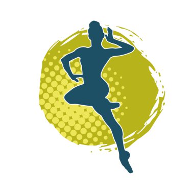 Hareketli bir kadın balerin silueti. Dans eden balerin kızın silueti..