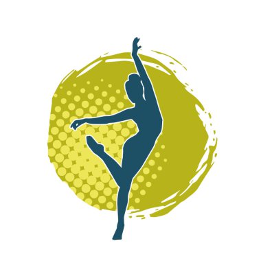 Hareketli bir kadın balerin silueti. Dans eden balerin kızın silueti..