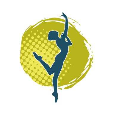 Hareketli bir kadın balerin silueti. Dans eden balerin kızın silueti..