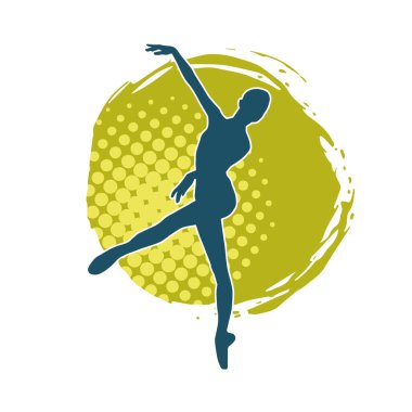 Hareketli bir kadın balerin silueti. Dans eden balerin kızın silueti..