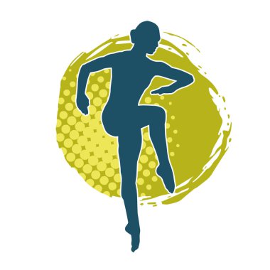 Hareketli bir kadın balerin silueti. Dans eden balerin kızın silueti..