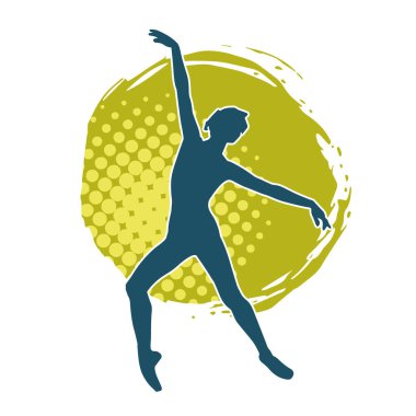 Hareketli bir kadın balerin silueti. Dans eden balerin kızın silueti..