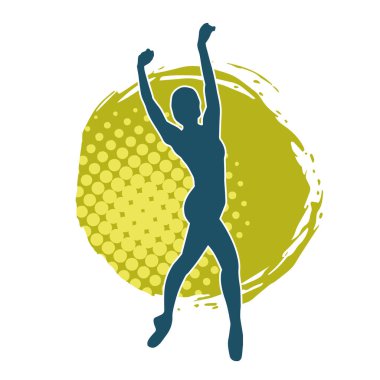 Hareketli bir kadın balerin silueti. Dans eden balerin kızın silueti..