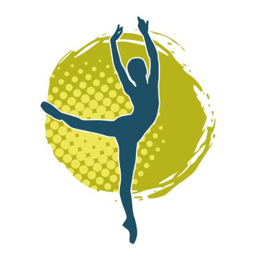 Hareketli bir kadın balerin silueti. Dans eden balerin kızın silueti..