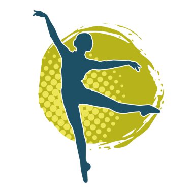 Hareketli bir kadın balerin silueti. Dans eden balerin kızın silueti..