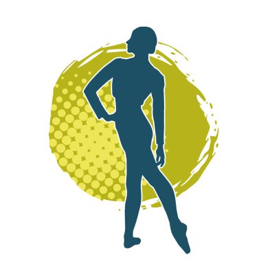 Hareketli bir kadın balerin silueti. Dans eden balerin kızın silueti..