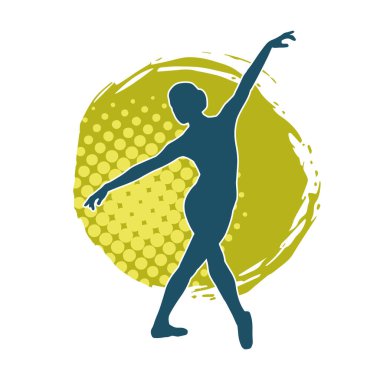 Hareketli bir kadın balerin silueti. Dans eden balerin kızın silueti..