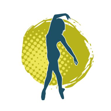 Hareketli bir kadın balerin silueti. Dans eden balerin kızın silueti..