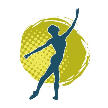 Hareketli bir kadın balerin silueti. Dans eden balerin kızın silueti..