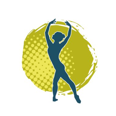 Hareketli bir kadın balerin silueti. Dans eden balerin kızın silueti..