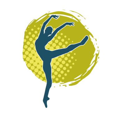 Hareketli bir kadın balerin silueti. Dans eden balerin kızın silueti..