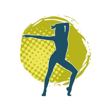 Hareketli bir kadın balerin silueti. Dans eden balerin kızın silueti..