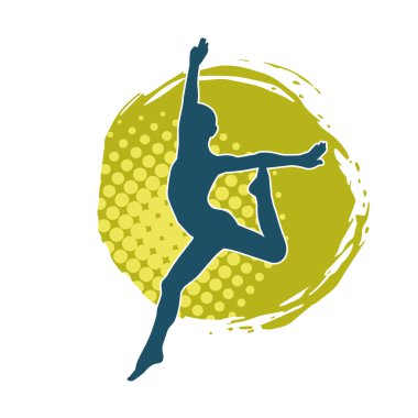 Hareketli bir kadın balerin silueti. Dans eden balerin kızın silueti..