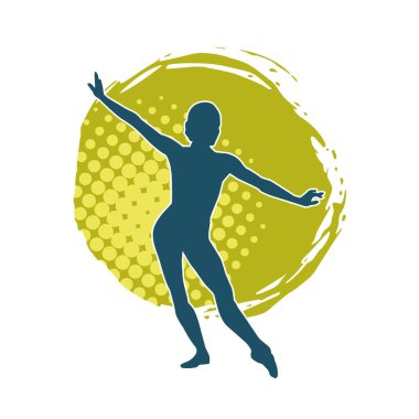 Hareketli bir kadın balerin silueti. Dans eden balerin kızın silueti..