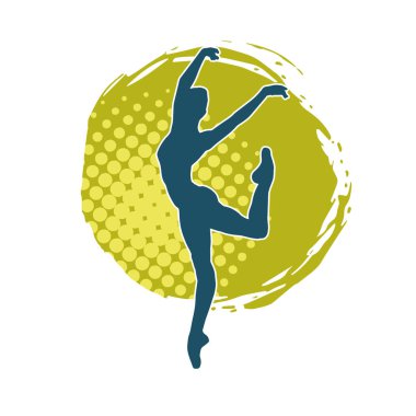 Hareketli bir kadın balerin silueti. Dans eden balerin kızın silueti..