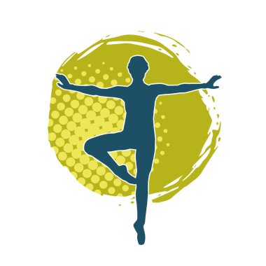 Hareketli bir kadın balerin silueti. Dans eden balerin kızın silueti..