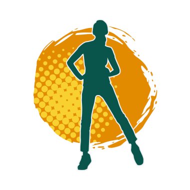 Dişi pozisyonunda ince bir kadın modelinin silueti.. 