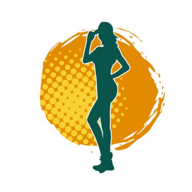 Dişi pozisyonunda ince bir kadın modelinin silueti.. 