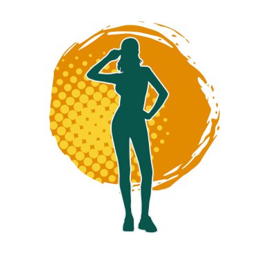 Dişi pozisyonunda ince bir kadın modelinin silueti.. 