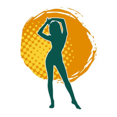 Dişi pozisyonunda ince bir kadın modelinin silueti.. 